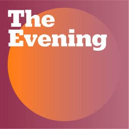 An orange circle against a maroon background with the words "The Evening" written in white on the top left.